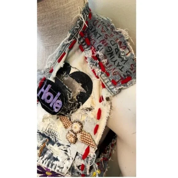 DREAM & DESTROY PUNK ROCK PATCH CUSTOM VINTAGE DENIM VEST - Picture 8 of 16